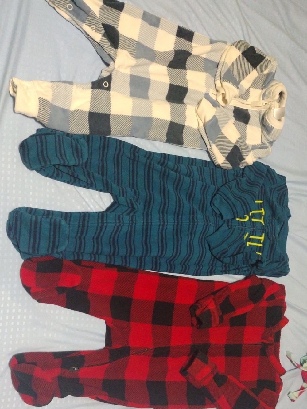 Red and Black Buffalo Plaid Footed One-Piece Sleepers for Kids